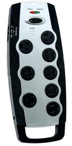 Coleman Cable 04652 8 Outlet Home Office Surge Protector With Flatplug And Sliding Outlet Covers