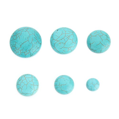 Linsoir Beads Natural Turquoise Gemstone Cabochons Round Flat-Back Design Dia=12mm/Pack of 10