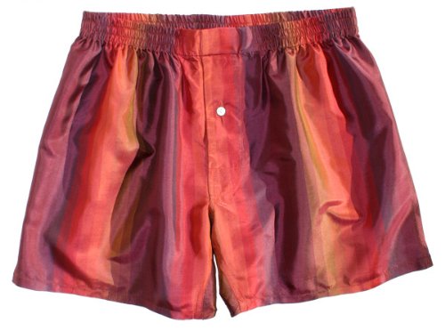 Maroon Stripes Silk Boxers - LARGE - by Royal Silk - Silk Boxer Shorts