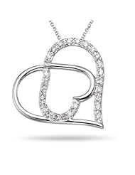 0.21 Cts Diamond Heart Pendant in 14K White Gold