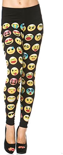 Emoji Printed Leggings in Black