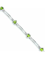 3 Carat 14K White Gold 2.90PE Peridot Bracelet 7.25 Inches