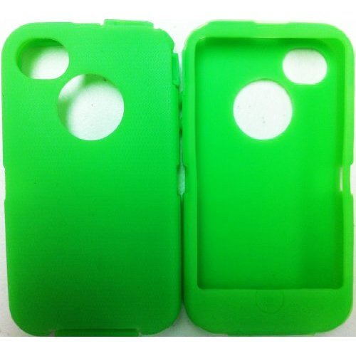 SportyGigabite Replacement Silicone Skin For iphone 4/4s Otterbox Defender case with Oval cutout -Bright Green