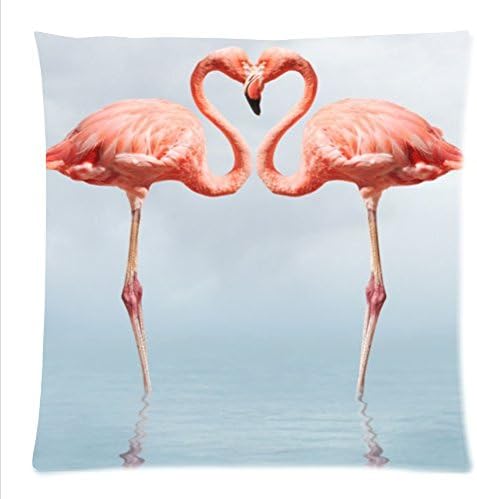 Personalized beautiful pink Flamingos pattern soft Satin bolster case pillowcase,Zipper pillow cases 18"(W)x18"(L)twin sides