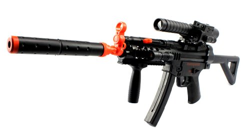 1:1 Spring Silenced Tactical MP5 R.A.S. Sub-Machine FPS-300 Airsoft Gun Foregrip, Flashlight
