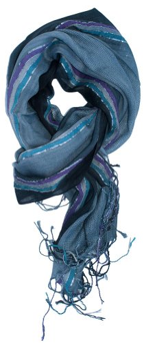 LibbySue-Summer Gauzy Sparkley Striped Scarf