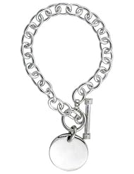 Sterling Silver Heavy Oval Rolo Link w/ Round Disc Necklaces and Bracelets, sizes 7, 8 & 18 inch