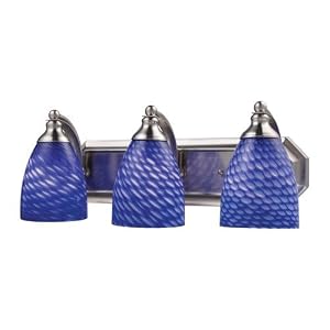 Arco Baleno Cilindro 3 Light Bathroom Vanity Lighting Fixture - Brushed Nickel - Blue... by ELK Lighting