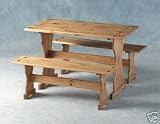 Kitchen & Housewares : Mexican" Distressed Pine Dinette Set With 2 Benches, Dining Table Bench Set