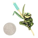 Gold Tone Green Frog Brooch Pin