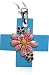 : Sterling Silver Blue Turquoise Floral Pendant