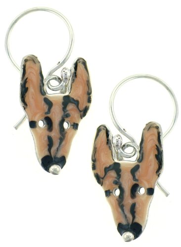 German Shepherd Dog Dangle Earrings - Black & Tan