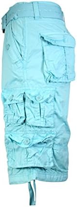 Halifax - Men's Belted 9Pkt Poplin Cargo Short - Aquamarine - 38