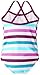 Kanu Surf Girls' Layla Beach Sport Banded 1 Piece Swimsuit, Sassy Purple Stripe, 4T