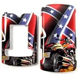 Red with Motorcycle Rebel Flag Stars Design Snap-On Cover Hard Case Cell Phone Protector for Motorola V750 Adventure