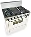 FiveStar: WPN-337-7SW 36'' Pro-Style Dual-Fuel LP Gas Range with 4 Sealed Ultra High-Low Burners, 3.69 cu. ft. Convection Oven, Self-Cleaning and Double Sided Grill/Griddle: White with Brass Package