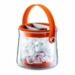 Bodum Cool Ice Bucket with Tongs Double Wall Insulated Glass, 1.5 l, 51-Ounce, Orange