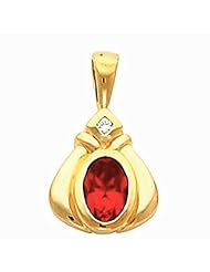 10K Yellow Gold Oval Cut Ruby and Diamond Pendant -- LIFETIME WARRANTY