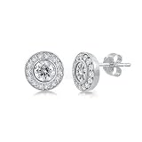 Sterling Silver Earrings Cubic Zirconia CZ Round Stud Earrings - Ideal Gift For Mother, For Her,...