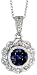 14k White Gold 18 Chain & 11/16 (18mm) tall Pendant, w/ 0.68 Total Carat Weight of Round Brilliant Diamonds & Princess Cut Blue Sapphire Stones