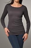 Michael Stars Supima Long Sleeve Raw Edge Crew