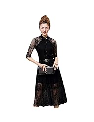 Sexy Lace Belted Cotton/Tulle Halter Elbow Length Sleeves  Shirt  Dress With a Sash 