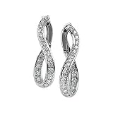 14K White Gold Diamond Wavy Hoop Earrings - 1.00 Ct.