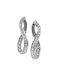 14K White Gold Diamond Wavy Hoop Earrings - 1.00 Ct. -- LIFETIME WARRANTY