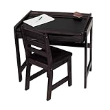 Lipper International Child's Desk with Chalkboard Top and Chair Set, Espresso