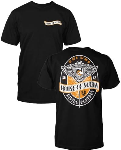 House of Scuba Tribal Manta Ray Graphic Black Scuba Dive T-Shirt (XL)
