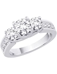 Three Stone Plus Diamond Ring in 14K White Gold (2 cttw)