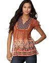 6 Degrees Short-Sleeve Mixed-Print Top