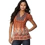 6 Degrees Short-Sleeve Mixed-Print Top