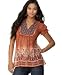 6 Degrees Short-Sleeve Mixed-Print Top