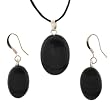 Black Jasper Oval Pendant and Earring Set - Pendant 15mm x 22mm, Earrings 12mm x 18mm - Adjustable Cord Necklace Black Jasper Oval Pendant and Earring Set - Pendant 15mm x 22mm, Earrings 12mm x 18mm - Adjustable Cord Necklace