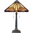 Quoizel TF885T Stephen 2 Light Tiffany Table Lamp, Vintage Bronze Finish