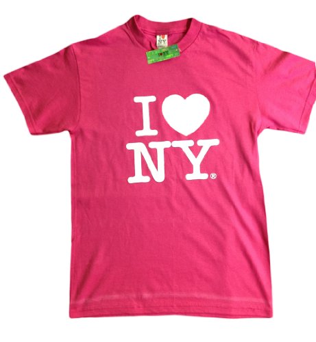 I Love NY New York Short Sleeve Screen Print Heart T-Shirt Hot Pink
