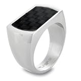 Polished Stainless Steel with Black Carbon Fiber Inlay Ring