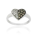 Sterling Silver .11ct. TDW Champagne Diamond Heart Ring