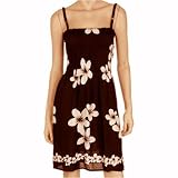 BROWN TROPICAL BEACH STYLE FLORAL DRESS SM/MED