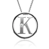 Sterling Silver Alphabet Initial Letter K Diamond Pendant Necklace (HI, SI3 I1, 0.05 carat) All 26 Letters Available 41LaVL3medL. SL160 Sterling Silver Alphabet Initial Letter K Diamond Pendant Necklace (HI, SI3 I1, 0.05 carat) All 26 Letters Available