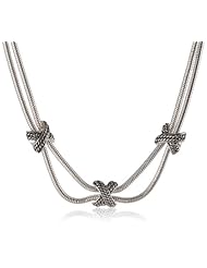 Napier "Silver X World" Silver-Tone X Frontal Necklace, 19"