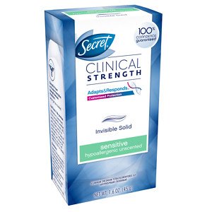 Secret Clinical Strength Invisible Solid Women's Antiperspirant & Deodorant, Sensitive/Hypoallergenic Unscented 1.6 oz