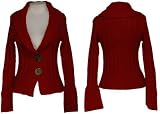 DEREK HEART Knitted Cardigan Sweater w/ Coconut Shell Buttons
