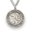 Sterling Silver 1" Round Engraved St. Christopher Medal on 24" Chain