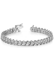 5.50 ct Ladys Round Cut Diamond Tennis Bracelet In 18 Karat White Gold