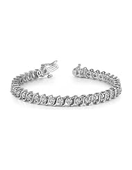 7.00 ct Ladys Round Cut Diamond Tennis Bracelet In 14 Karat White Gold