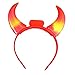 Jalousie Novelty Light up Red Devil LED Horns Headband Halloween Costume Head Boppers - 1 piece - Battery Included