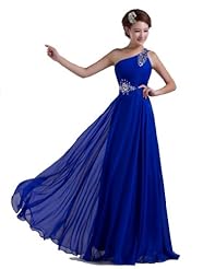 Floor Length Beaded Lace-Up Sheath Chiffon/Polyester One Shoulder Prom Dress 