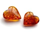 Baltic Amber Heart Shaped Gemstones Set of Two